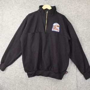 Vintage Elbow Patch Sweatshirt Mens L Navy Quarter Zip Copake NY EMS Rescue GAME